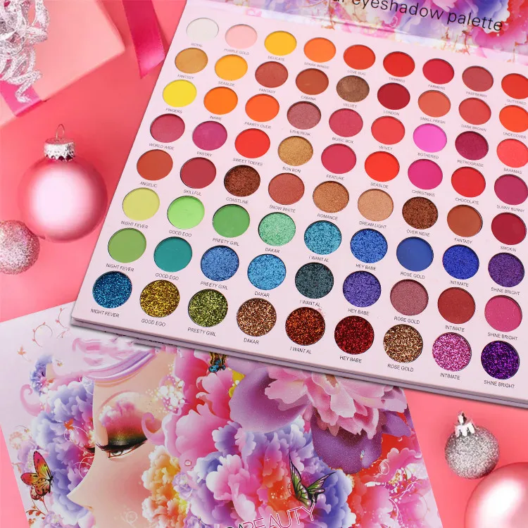 Wholesale custom private label  80 colors shimmer glitter pigmented eye shadow palette