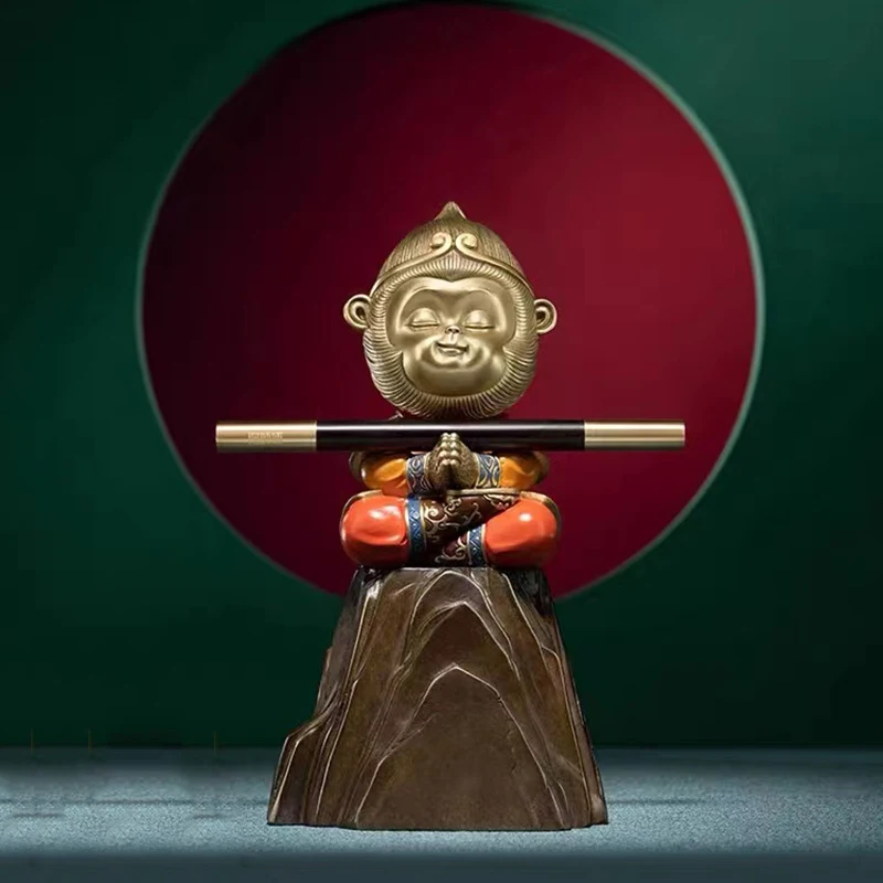 Китайский стиль Wukong скульптура короля обезьяны современное Латунное ремесло для домашнего литья Металлическая Статуя