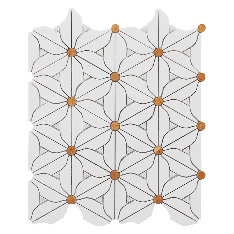 Light Luxury Background Wall Decoration Stone Mosaic Stainless Steel Natural Marble Mosaic