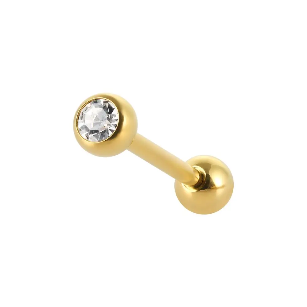 Superstar Fashion Piercing Jewelry Zirconia Cartilage Tongue Ring with Diamond Stainless Steel Externally Threaded Tongue Studs