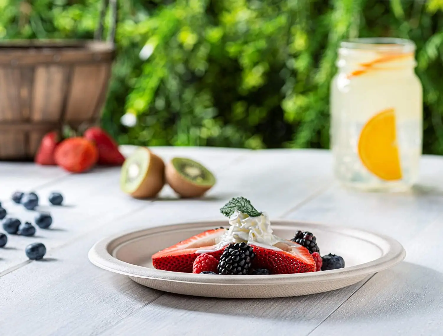 9 Inch Disposable Bagasse Paper Plates Unbleached Brown Natural Biodegradable Plate Sugarcane Plate