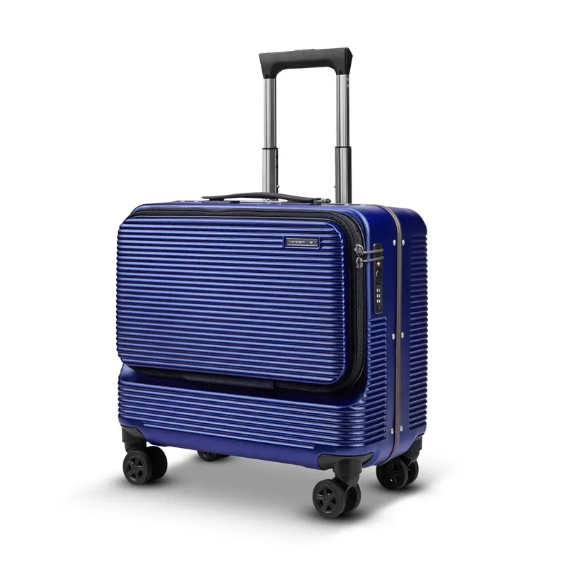 High quality Minis Aluminum frame luggage Business trip suitcase with front open pocket.
