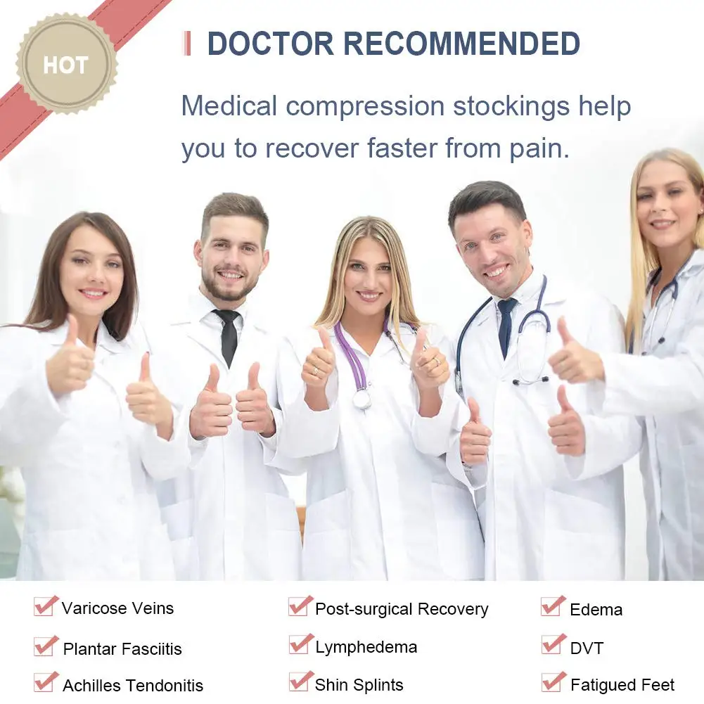 Custom Service Anti-Slip Nurse Stocking Healthy 20-30 Mmhg Workout Post Surgery Compression Socks Medical