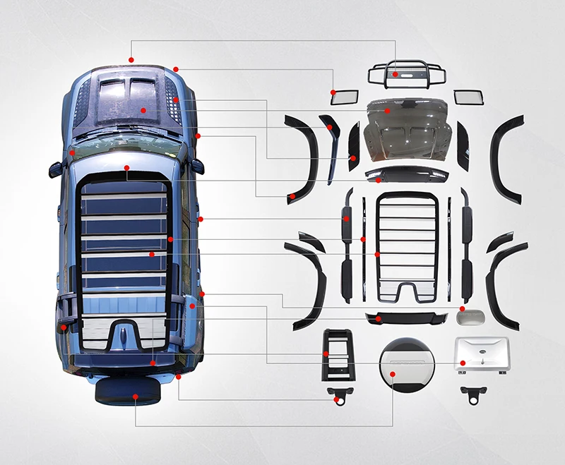 Upgrade Black edition front and rear bumper Wrap angle door body kit for 2020-2025 Land Rover new Defender 90 Gloss black