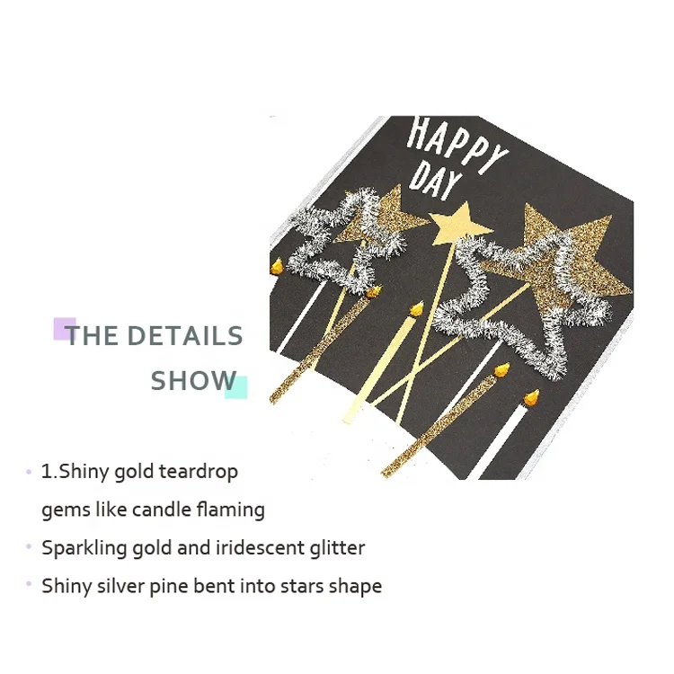 Cheaper Price Stationery Handmade Birthday Card Designs, Made in China Star Birthday Greeting Cards