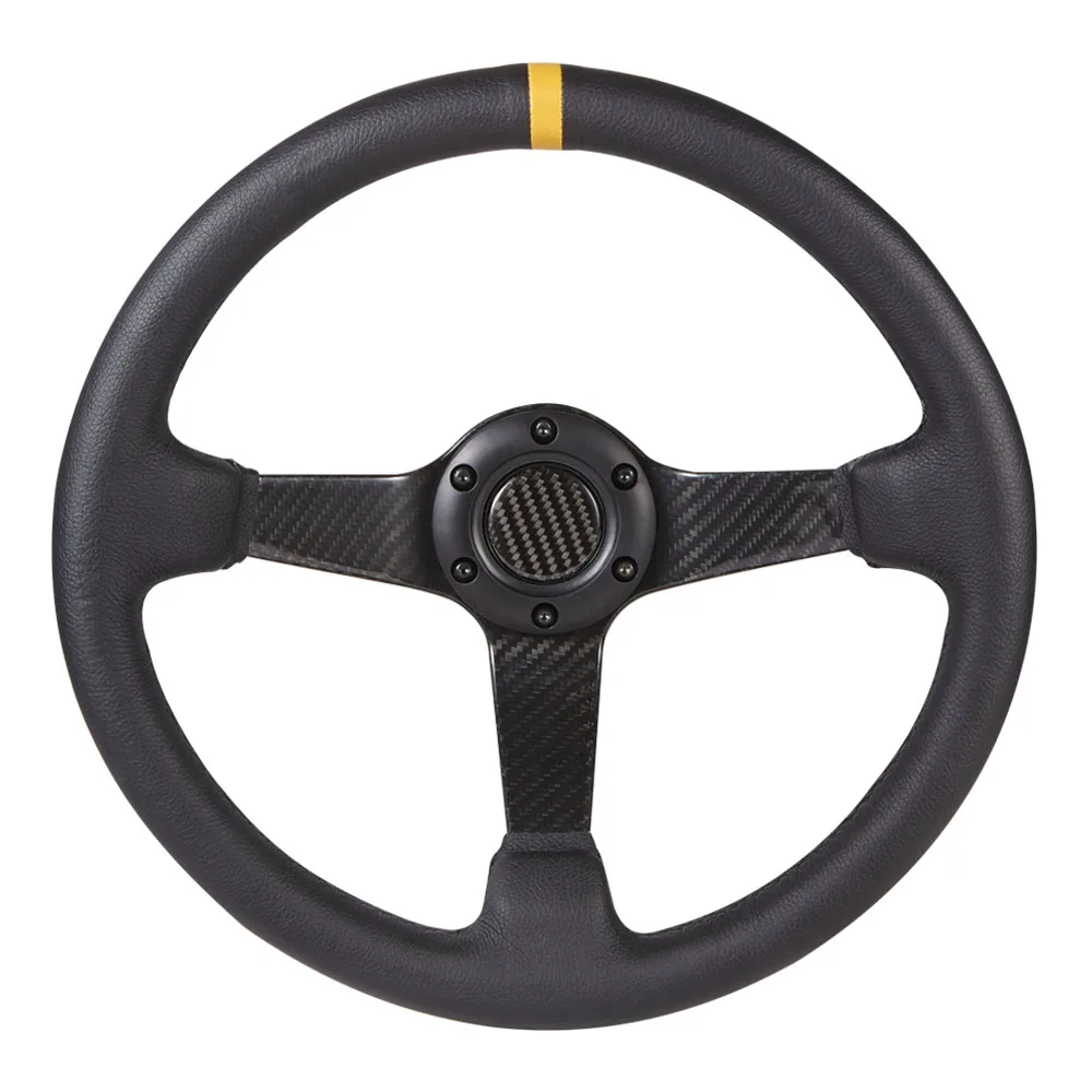 Universal 350mm/14' Universal Deep Corn Steering Wheel with Carbon Fiber Spoke for Racing Sports Car