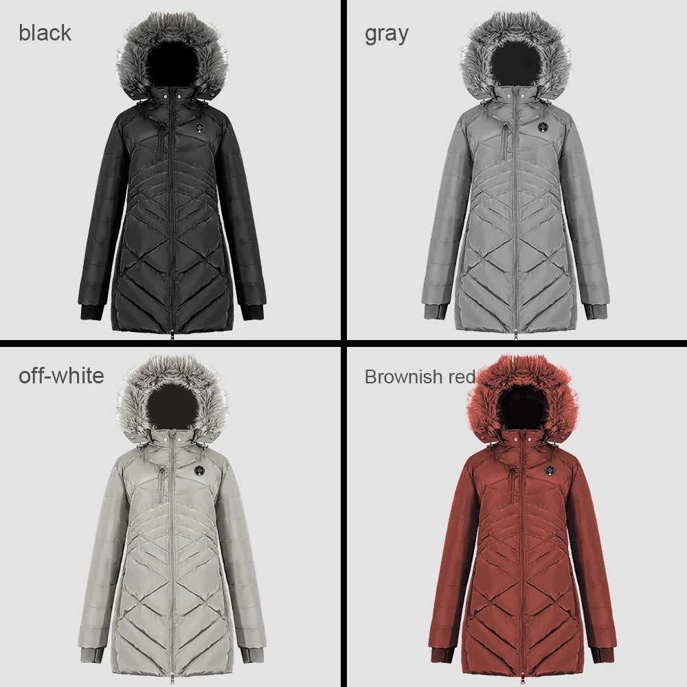 High Quality Woman Battery 12V Heated Mid Long Cotton Down Jacket for Outdoor Winter Hiking Snow Female Heat Jacket