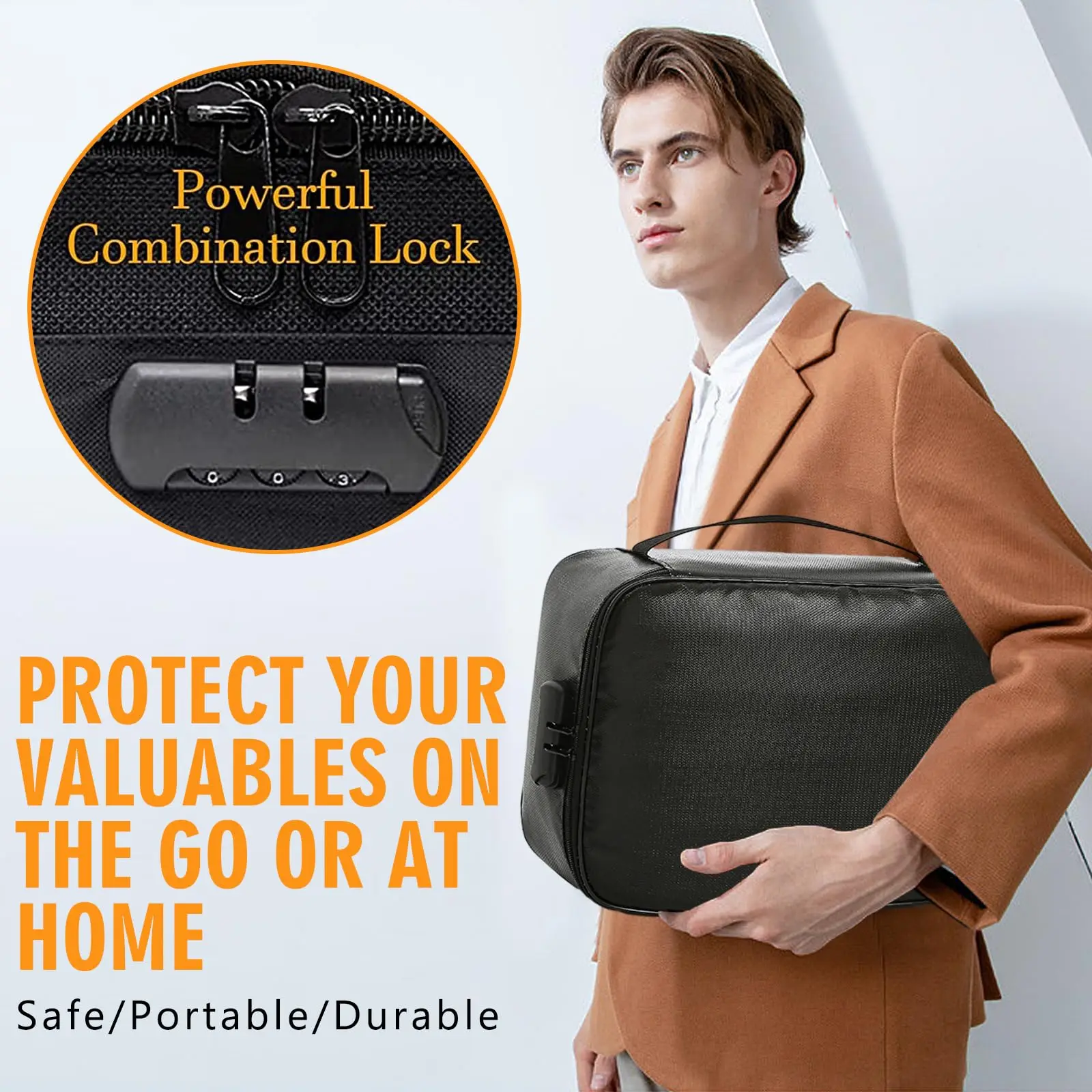 Fireproof Document Bag With Lock Safe Box Fireproof Waterproof  Multi-Layer Important Document