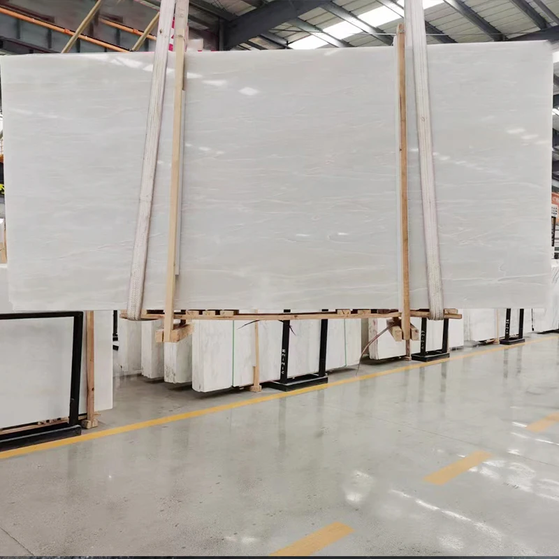 TMZ OEM/ODM Cary Ice Marble White Stone Table Top Customized Coffee Tables Mable Dining Table with Steel Base