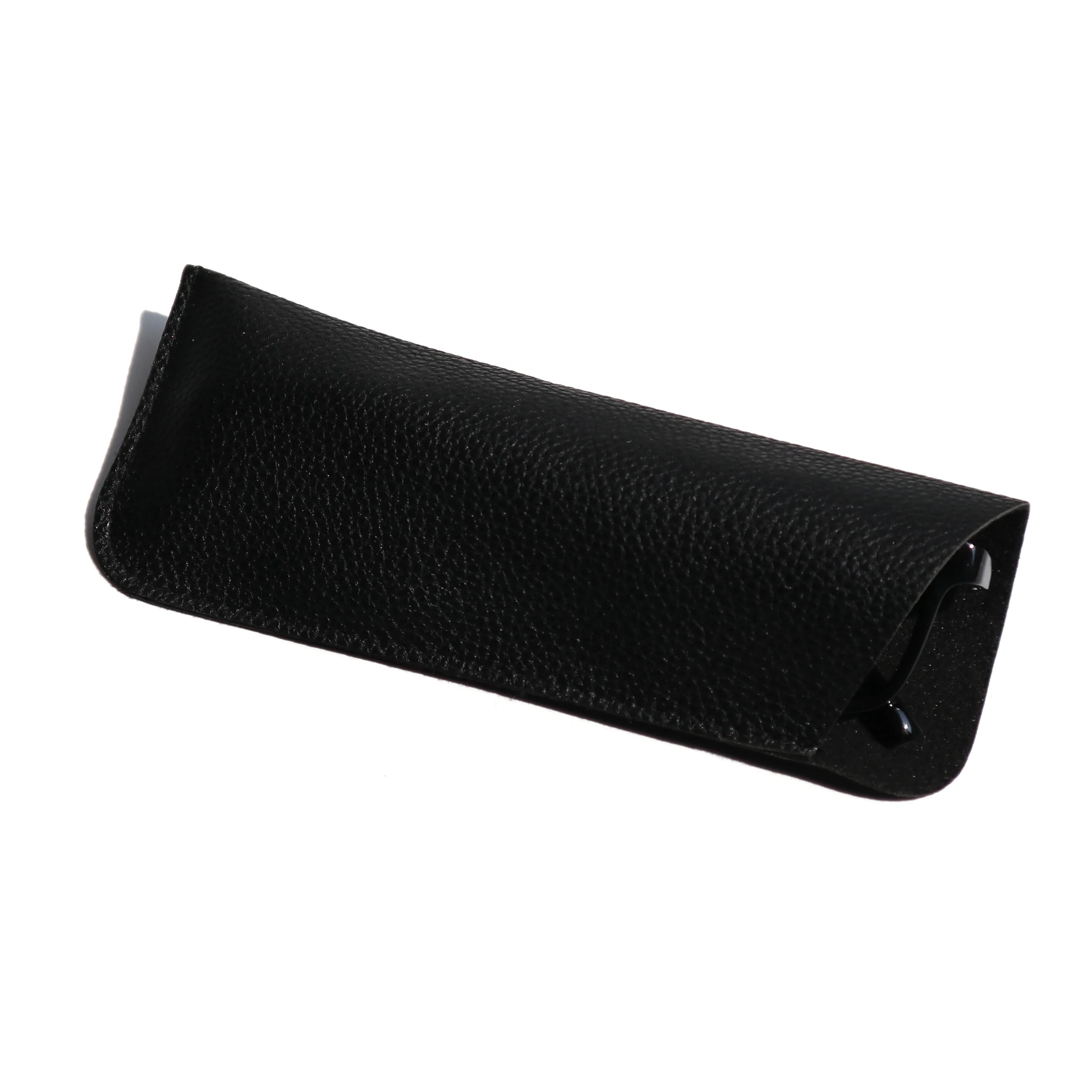 Cheap Reading Glasses Pouch Leather Black Wholesale Custom Leather Pouch for Glasses Package Eye Glasses Pouch Custom