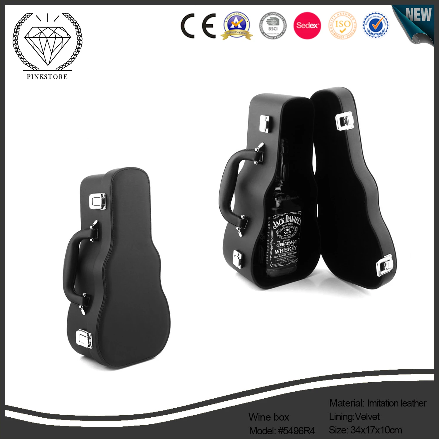 New arrival violin-shaped leather wine bottle box wine packaging boxes