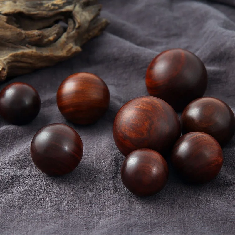 Red Sandalwood Chinese Health Exercise Stress Ball Natural Material Finger Massage Pressure Meditation Handball