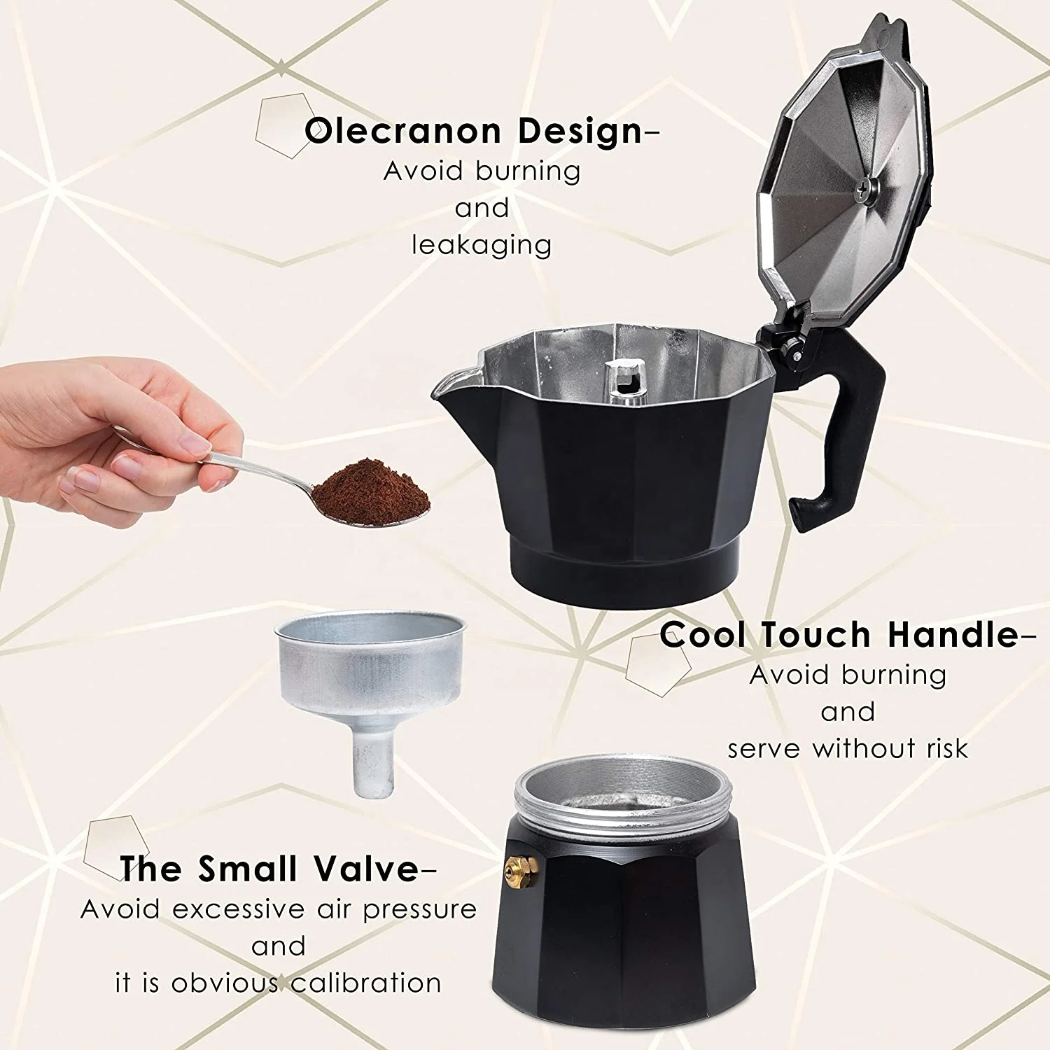  Moka 6 чашки Эспрессо moka горшок алюминия пользовательские кофеварка для приготовления