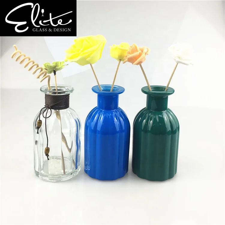 
Empty Modern Beautiful Vase Decoration 130ml Glass Reed Diffuser Bottle With Rattan Stick Essential oil bottle 