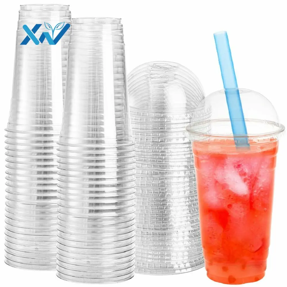 16 24 32 Oz Transparent PET Injection Disposable Smoothie Milktea Bubble Tea Plastic Cups