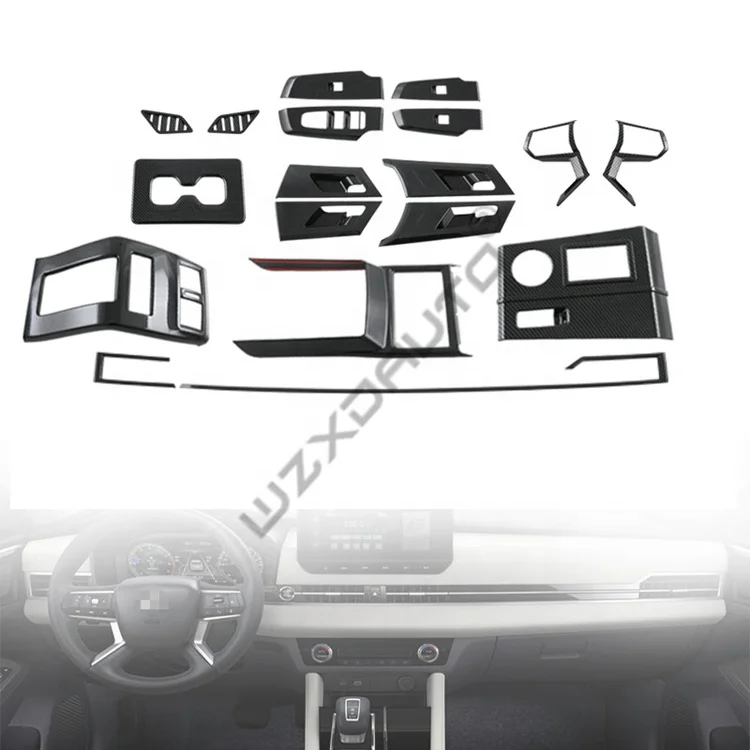 WZXD Carbon Fiber Style Decor Interior Kit Cover Trim Dash Board Window Switch AC Vent Gear Cover For Mitsubishi Outlander 2023