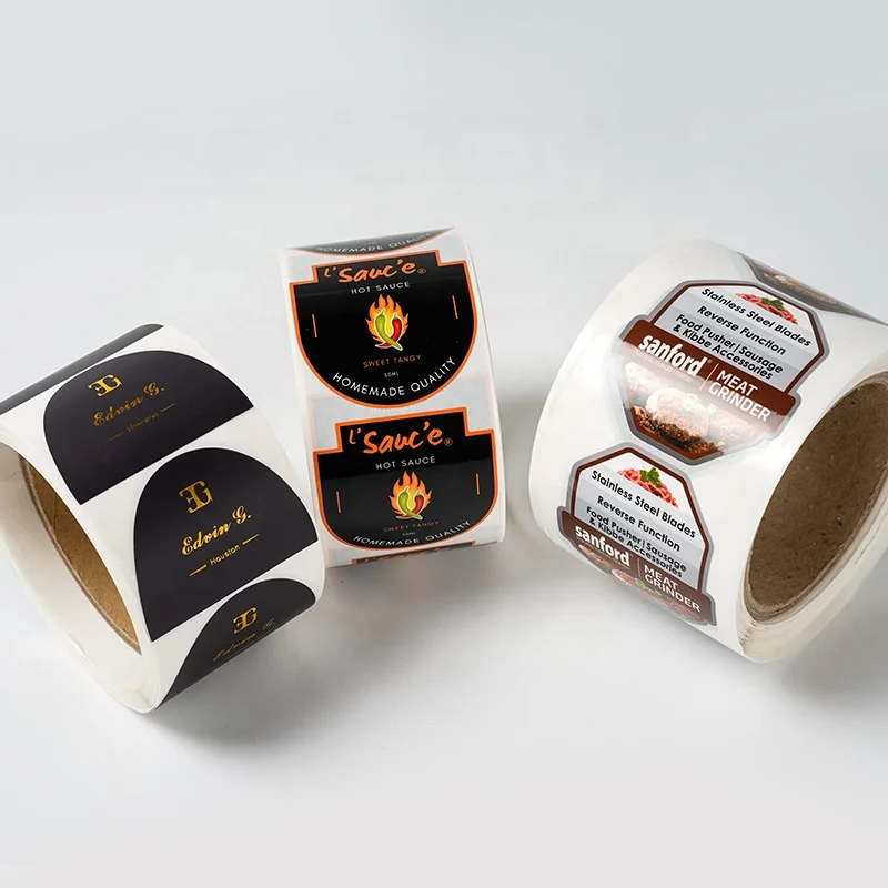 Custom printing high quality round white label sticker glossy cosmetic labels for packaging gold foil