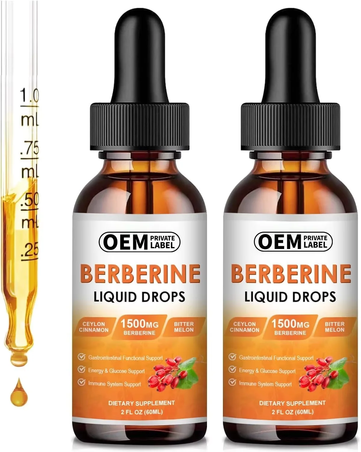 OEM Berberine Liquid Drops with Ceylon Cinnamon for Antioxidant Heart Health Berberine Liquid Drops Support Cardiovascular Care