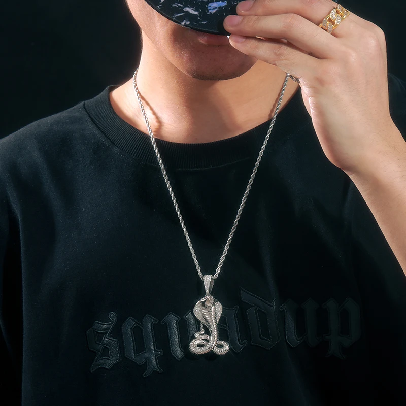Hot sale Cobra Pendant Hip Hop Jewelry Gold Plated 925 Sterling Silver VVS Moissanite Iced Out Pendant necklace