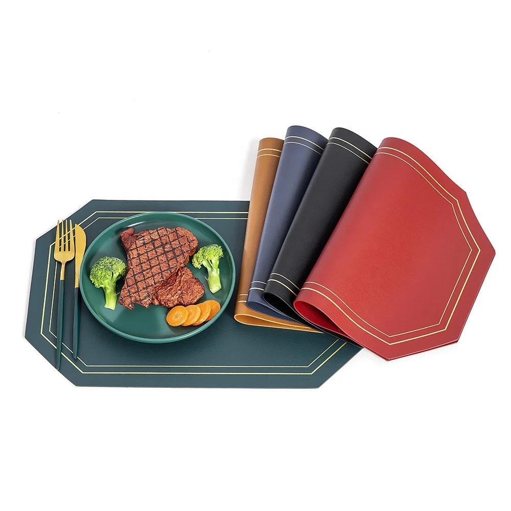 Simple leather placemat PU leather hotel placemat double-sided heat insulation table mat