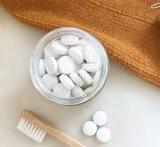 vanilla mint whitening tabs eco friendly zero waste glass jar fluoride free with nano hydroxyapatite toothpaste tablets