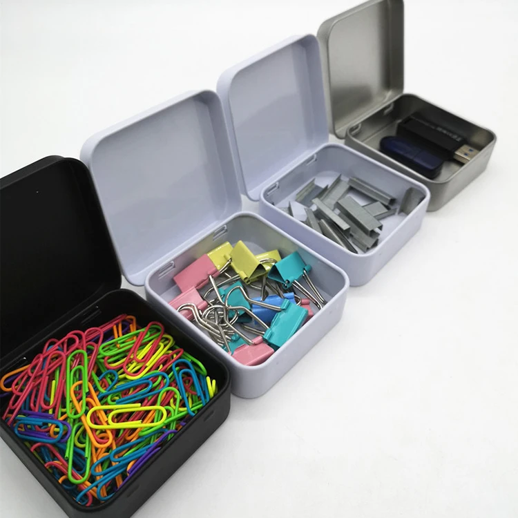 Wholesale Small Metal Candy Tea Storage Hinged Flat Square Tin Box