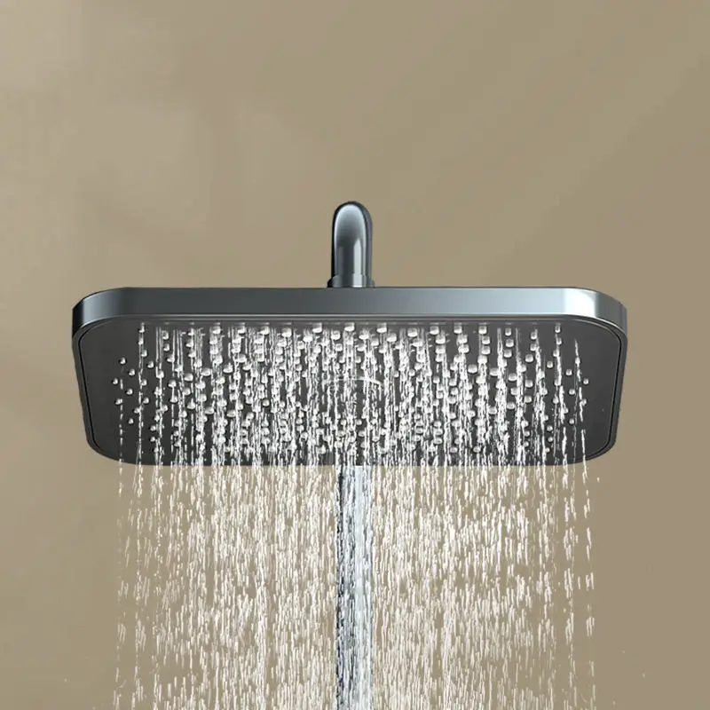 Black Gun Gray Copper Piano Shower Set 4 Functions Rainfall Shower Head Bathroom Shower System With Temperature