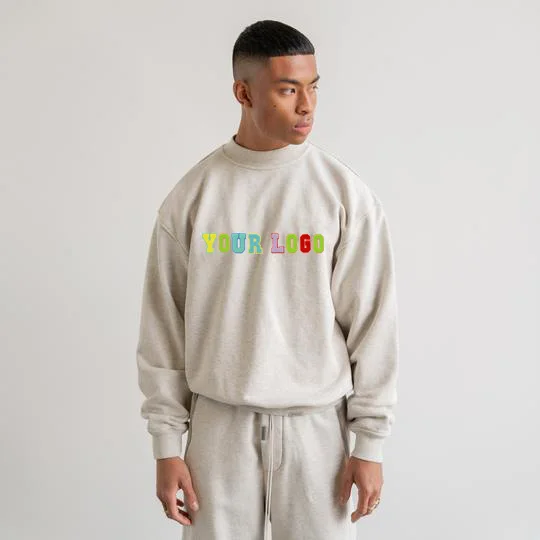 Мужской Хлопковый пуловер с вышивкой синели, винтажный свитшот с круглым вырезом