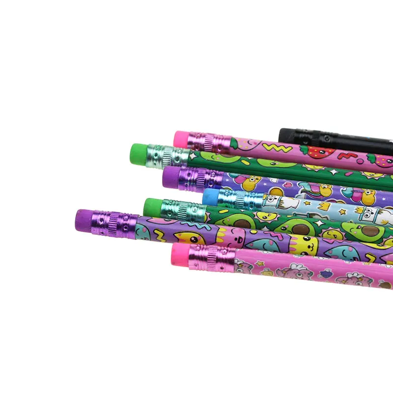 BECOL Wholesale Colorful Fruit Scented School Pencils Customized Wooden Standard HB Pencils with Eraser for Students