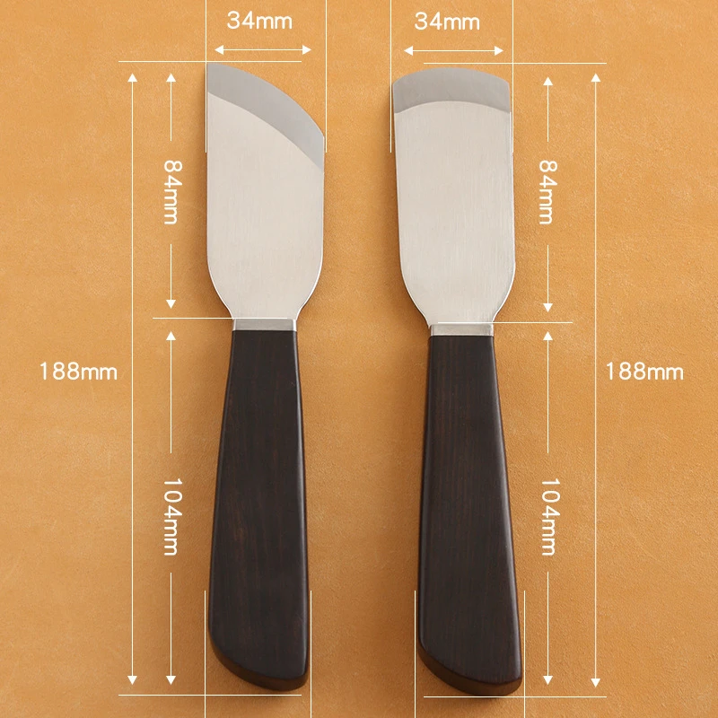 188mm Leather Thinning Knife Ebony Handle High Speed Steel Leather Handmade Tool