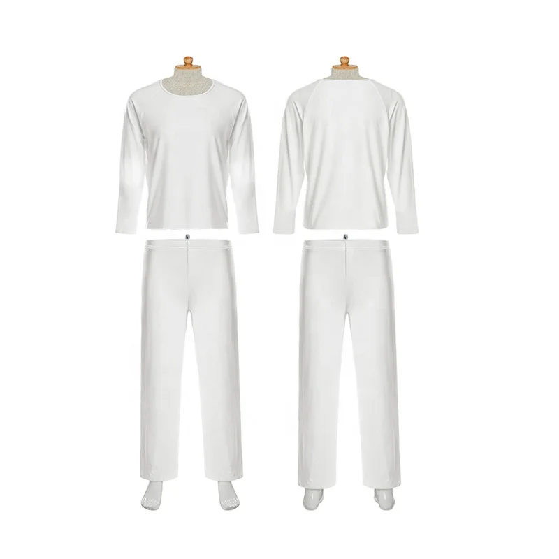 US Size DIY Design Lounge House Casual Wear Customized Logo Family Sleepwear Sublimation White 2 Pcs Pajamas Sets