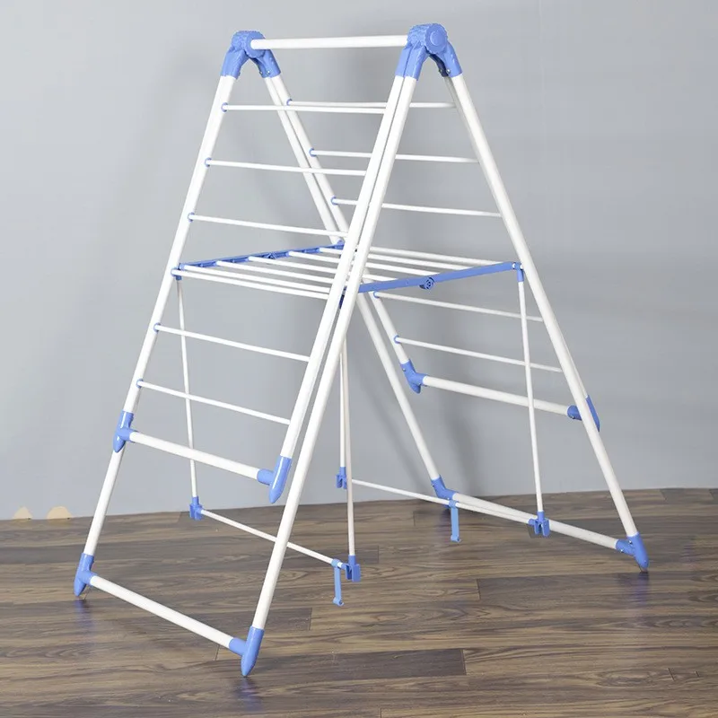 Wall Mounted Double-Tier Metal Clothes Dryer Easy Retractable Iron Laundry Rack Home Space-Saving Foldable Design Cleaning