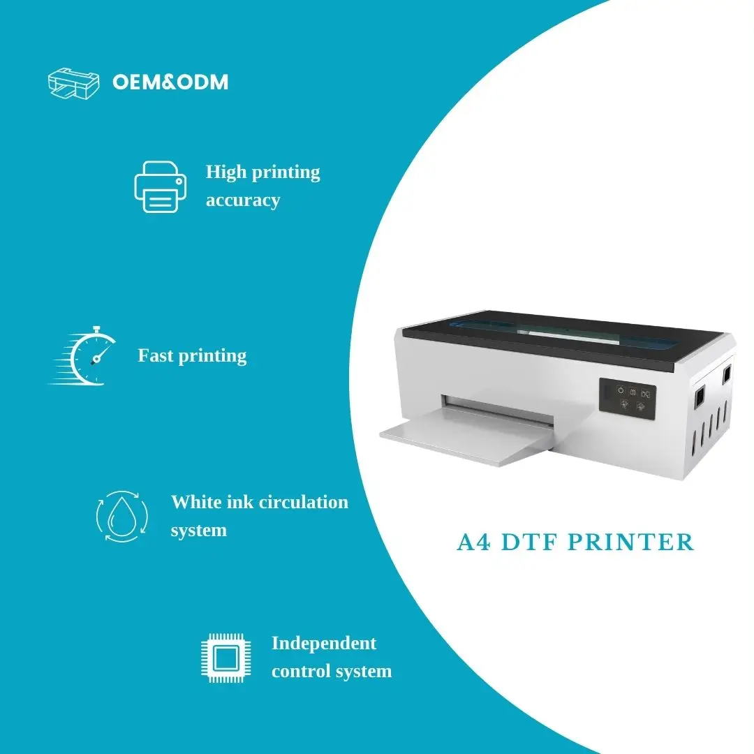 Erasmart L805 L800 Head Desktop 3D Digital Printer A4 Tshirt DTF Printer Printing Machine For Small Business With DTF Oven