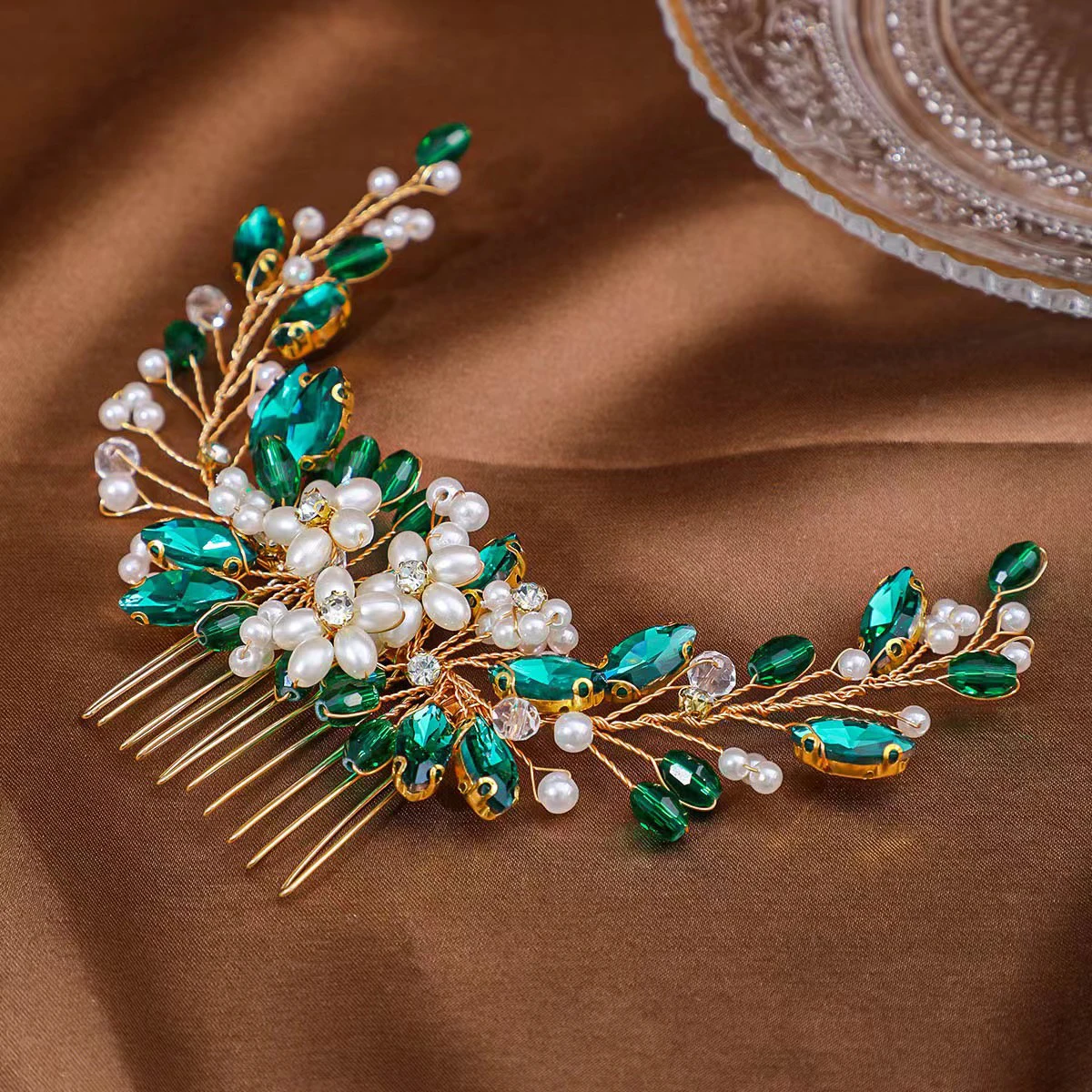 Handmade Clear Small Hair Combs For Wedding Rhinestone Hair Clips Mermaid Wedding Dress