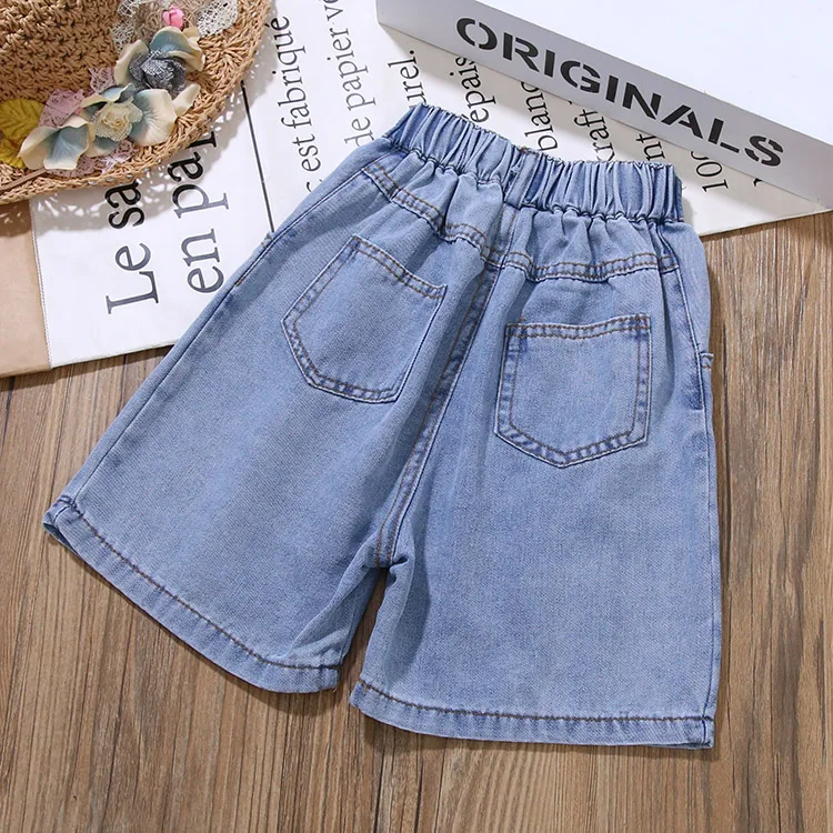 2020 summer girl suit female baby cool handsome jazz letter ribbon vest wide-leg jeans two-piece suit