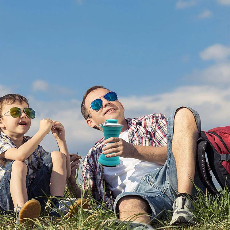 Private Label Foldable Product Motivational Reusable Water Bottles BPA Free Silicone Water Container