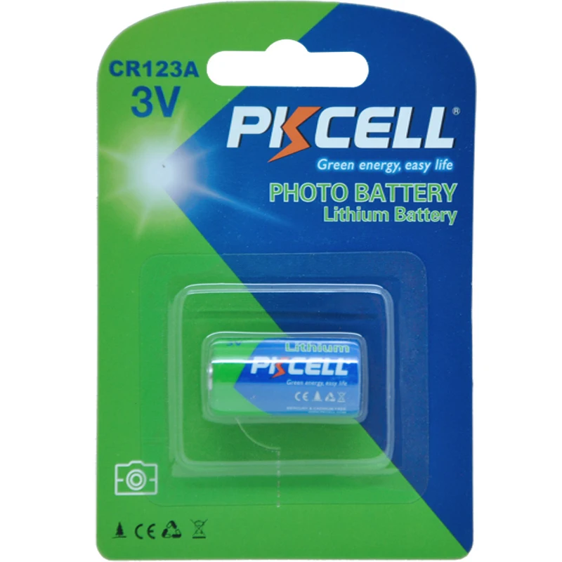 PKCELL 2021  New non-rechargeable small lithium 3v cr123 CR123A battery for flashlight