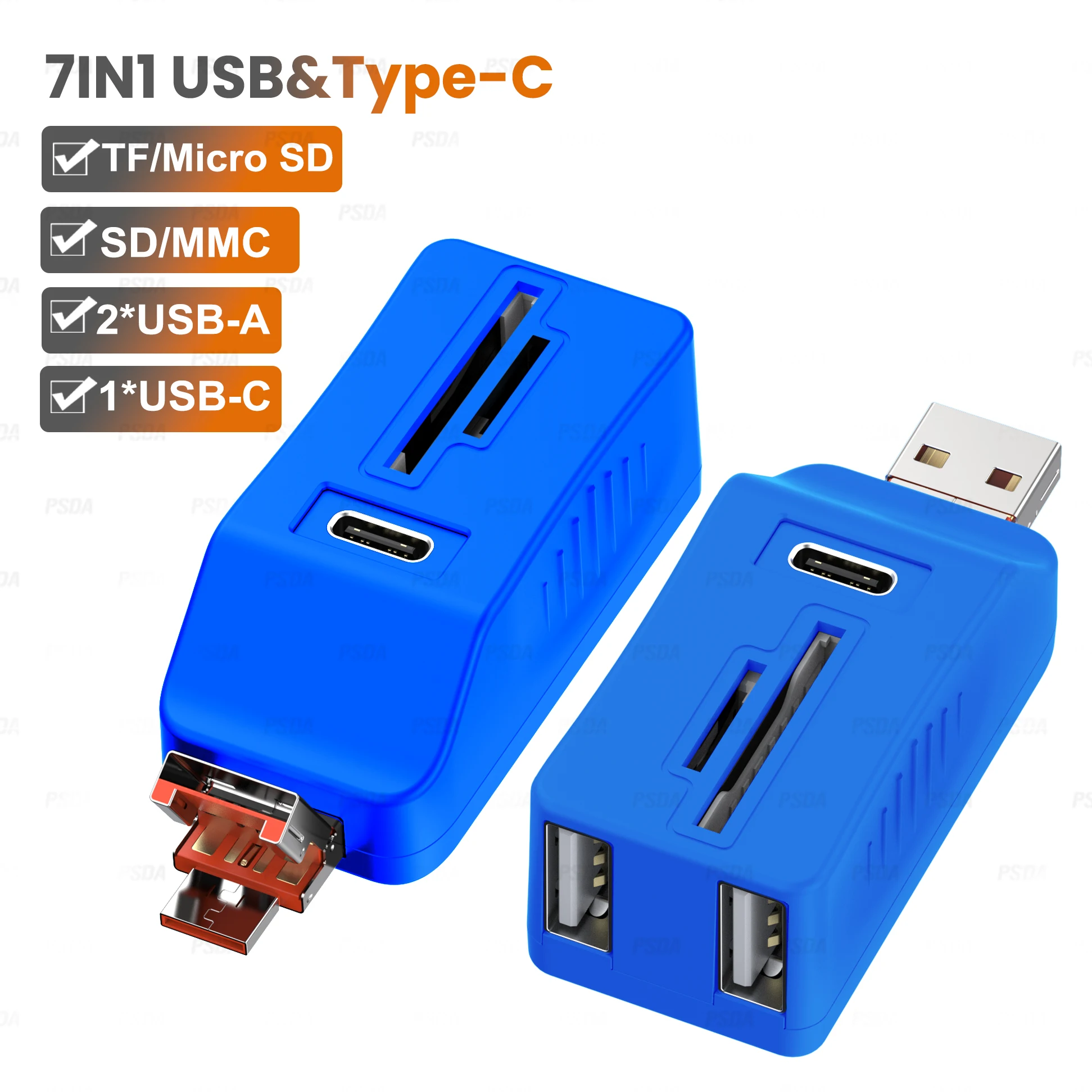 7-in-1 USB 2.0 HUB USB Type C Splitter Micro SD TF Memory Card Reader Extender Docking Station Hub 2.0 Converter for PC Laptop