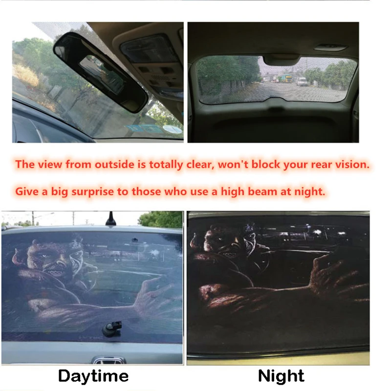 130*70cm Waterproof One Way Personalized Auto Truck Scary Decals Waterproof Eyes Peeking Monster Leopard Vinyl 3d Car Sticker