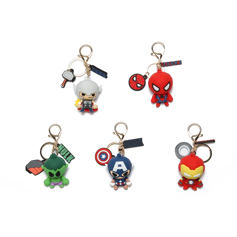 Silicone keychain cheap custom iron man key chain car key holder cartoon character lanyard
