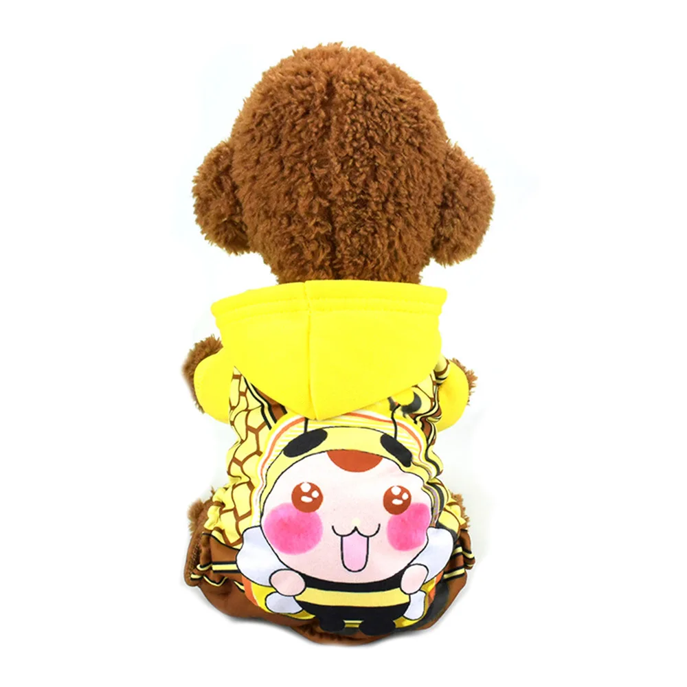 Wholesale cheap price pet four-legs autumn and winter clothes warm teddy puppy clothes cartoon thickening hoodie