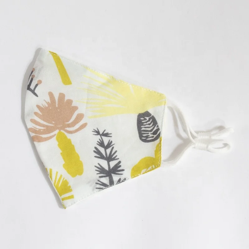 
Hotsale High Quality Cotton Fabric With Plant Printed Washable Infant Facemasks 