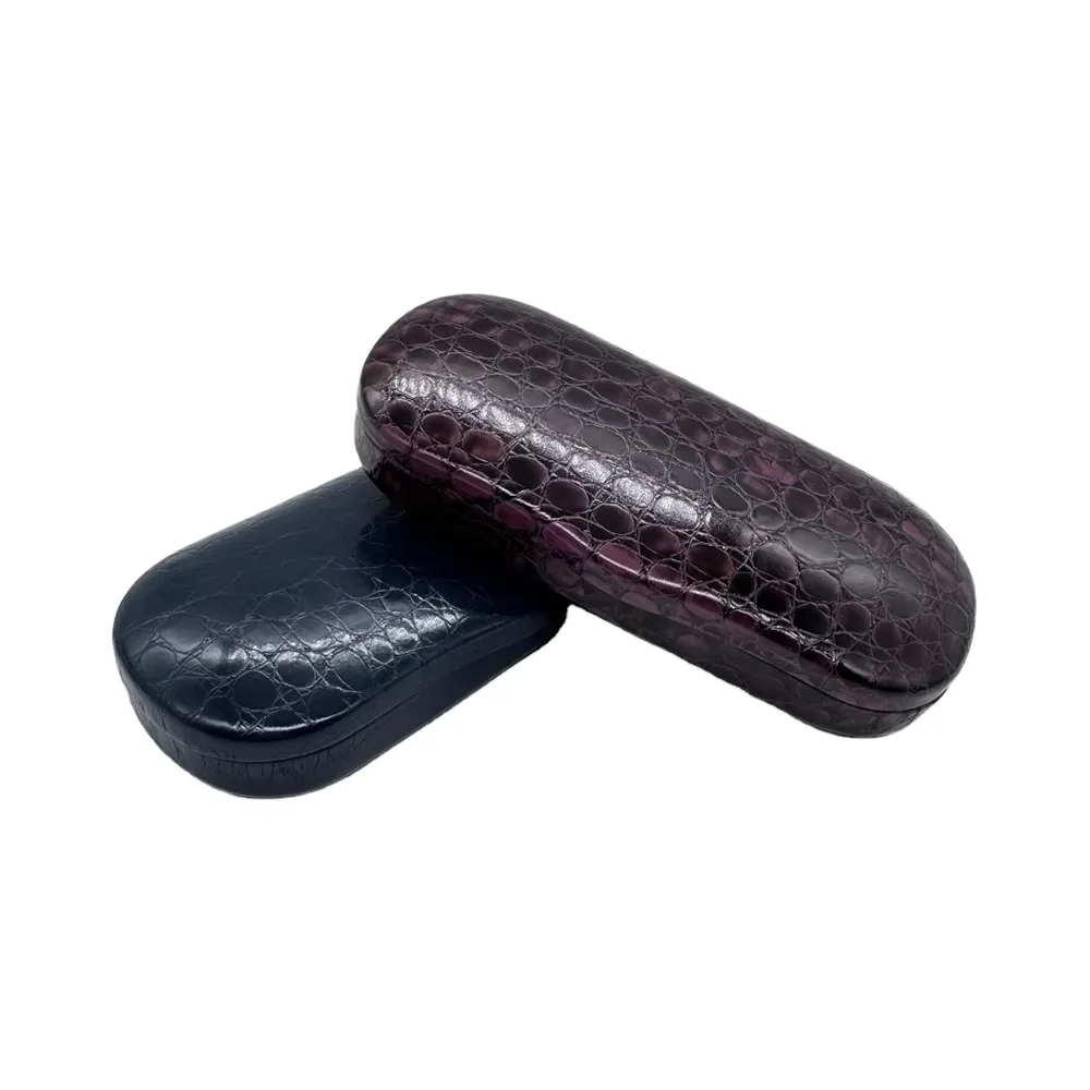 Custom Exquisite Crocodile PU Leather Glasses Case Set Metal Sunglasses Case with Complex Pattern Eyeglasses Cases & Bags