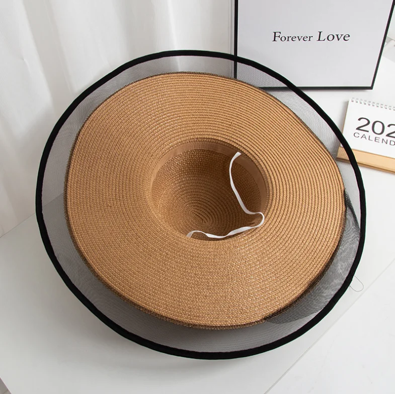 Women Broad Brim Beach Hat Summer Resort Sun Hat Foldable Straw   Hat