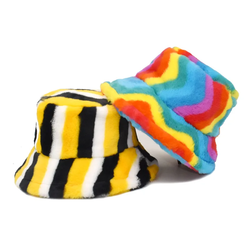 Custom Hats Geometry Pattern Multi Color Unisex Terry Towel Bucket Hat For Winter