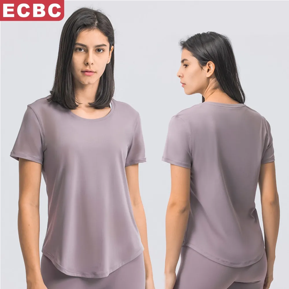 Оптовая продажа от производителя Lulu одежда для спортзала свободная легкая дышащая футболка йоги тренировок бега фитнеса топы с коротким