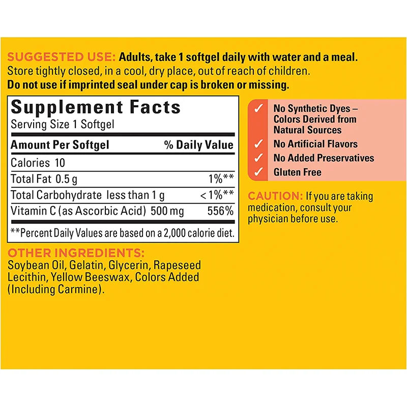 Vitamin C and E Supplement Vitamin E + Vitamin C Softgel for Antioxidant and Enhance Immune Health Products