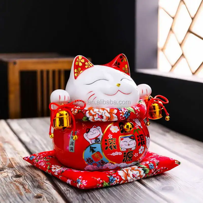  2020 hot sale 10 inch Japanese Lucky Cat Ceramic piggy bank for