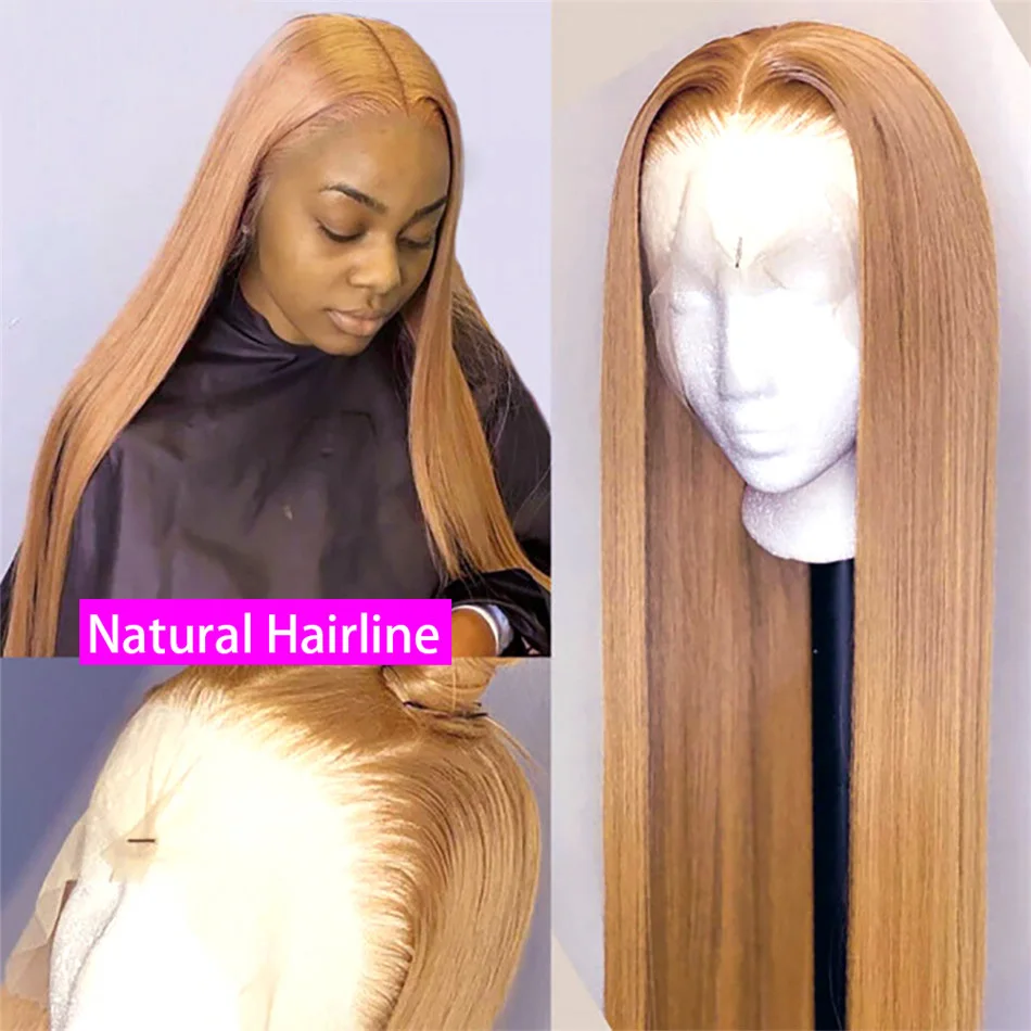 Cheap #27 Colored Wigs Human Hair Lace Front Bone Straight Human Hair Wig Wholesale Honey Blonde Lace Front Wigs For Black Women