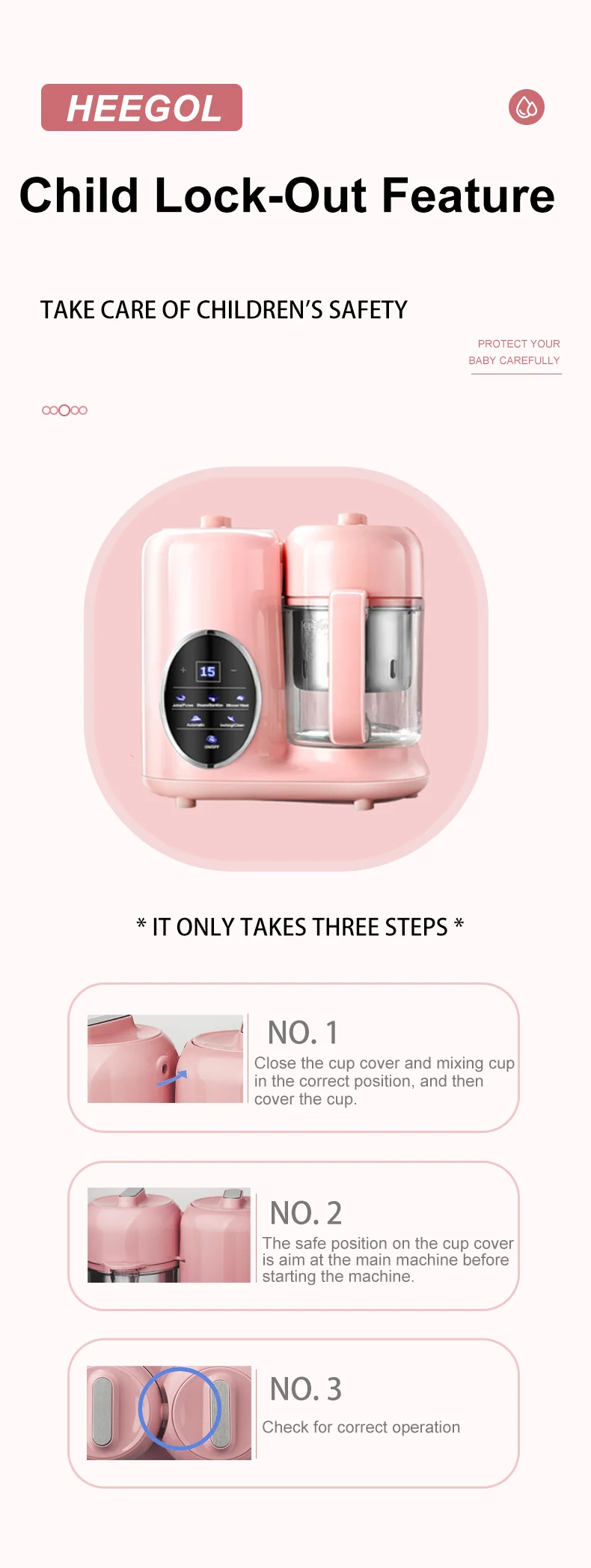 2022 New BPA Free 550ml Blender Food Processor baby Auxiliary food Machine